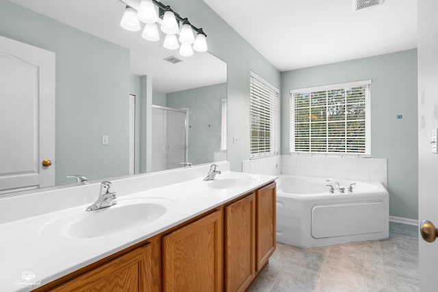 2008 Crosswind Dr, Plainfield, IL 60586 - full bath with a bath, a stall shower, and double vanity