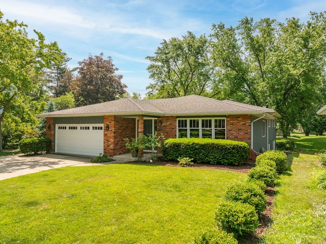 1447 Hillcrest Rd, Downers Grove, IL 60516 - ranch-style home featuring a garage, a front lawn, driveway, and brick siding