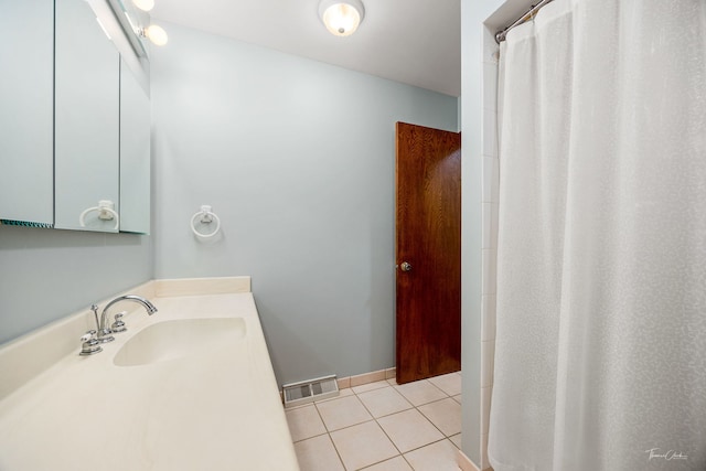 1447 Hillcrest Rd, Downers Grove, IL 60516 - bathroom featuring tile patterned floors, vanity, and a shower with shower curtain