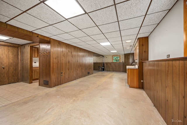 1447 Hillcrest Rd, Downers Grove, IL 60516 - finished below grade area featuring wood walls and a drop ceiling