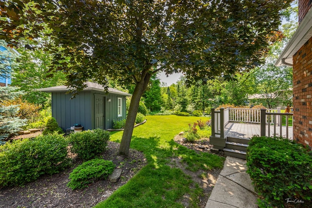 1447 Hillcrest Rd, Downers Grove, IL 60516 - view of grassy yard with a deck and an outdoor structure