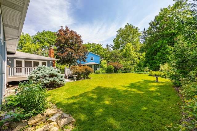 1447 Hillcrest Rd, Downers Grove, IL 60516 - view of green lawn featuring a wooden deck