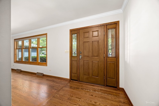 1447 Hillcrest Rd, Downers Grove, IL 60516 - entryway with ornamental molding and wood finished floors