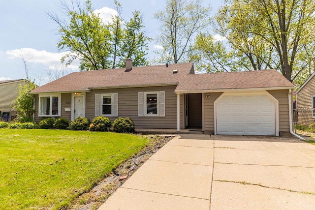908 Mulberry Ln, Streamwood, IL 60107 - single story home featuring concrete driveway, a garage, a front yard, and roof with shingles