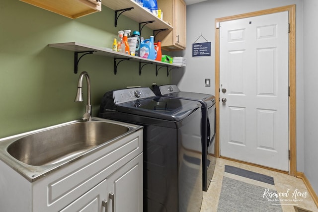 840 Peony Ln, Bourbonnais, IL 60914 - washroom with washer and clothes dryer, cabinet space, and light tile patterned floors