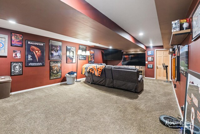 840 Peony Ln, Bourbonnais, IL 60914 - cinema room featuring carpet and recessed lighting