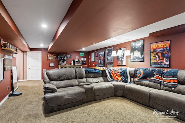 840 Peony Ln, Bourbonnais, IL 60914 - carpeted living area with recessed lighting and baseboards