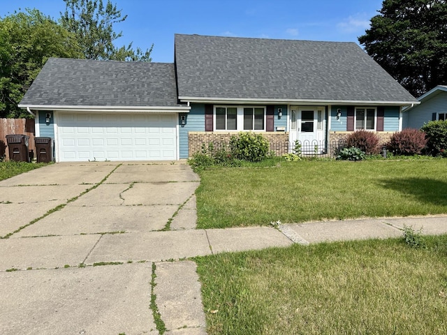 847 Teverton Ln, Crystal Lake, IL 60014 - view of front facade with an attached garage, brick siding, driveway, a front yard, and a shingled roof