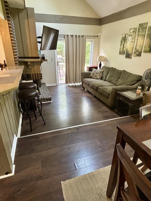 847 Teverton Ln, Crystal Lake, IL 60014 - living room with vaulted ceiling and wood-type flooring