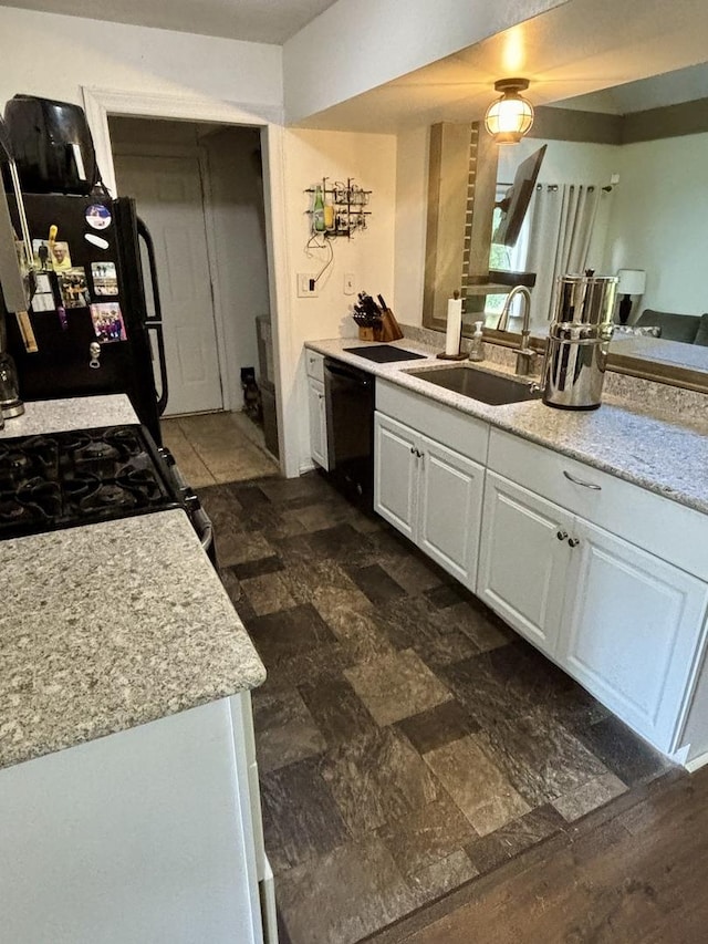 847 Teverton Ln, Crystal Lake, IL 60014 - kitchen featuring black appliances, white cabinets, and dark stone finish flooring