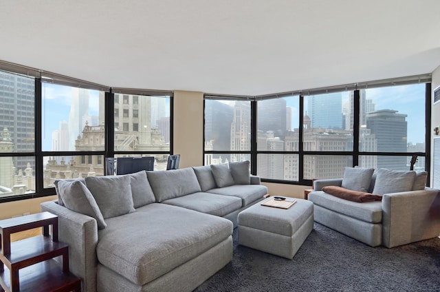 405 N Wabash Ave Unit 2211, Chicago, IL 60611 - carpeted living area featuring a skyline view and healthy amount of natural light