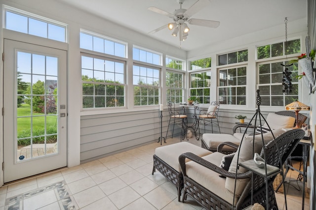 38W385 Stevens Glen Rd, Saint Charles, IL 60175 - sunroom / solarium featuring a ceiling fan and tile patterned floors