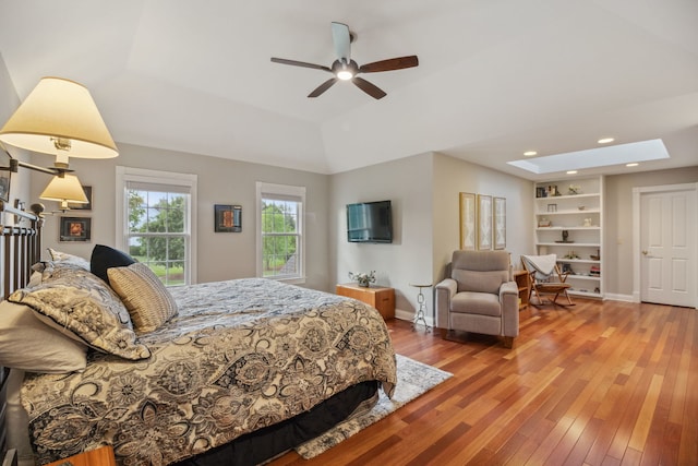 38W385 Stevens Glen Rd, Saint Charles, IL 60175 - bedroom with a skylight, wood finished floors, a ceiling fan, recessed lighting, and vaulted ceiling