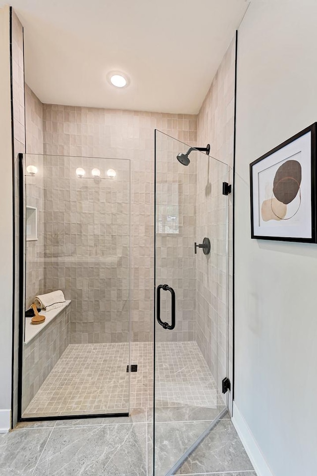12830 Marble St Unit 25A, Lemont, IL 60439 - bathroom with a stall shower and baseboards