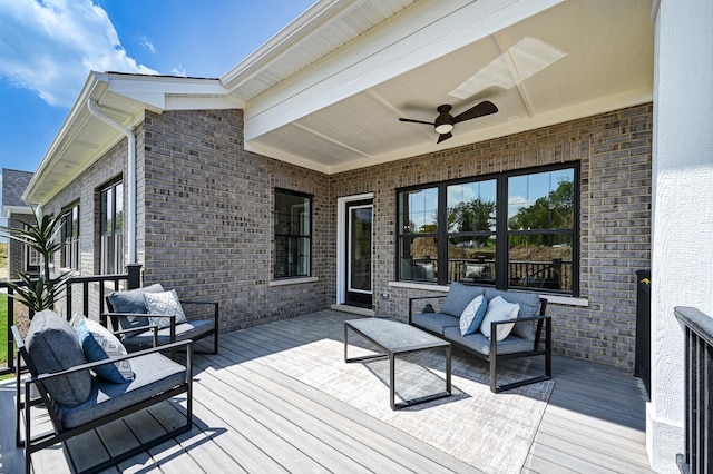 12830 Marble St Unit 25A, Lemont, IL 60439 - wooden terrace featuring ceiling fan and an outdoor hangout area