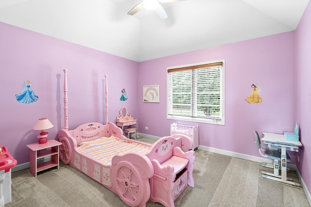 11646 Liberty Ln, Plainfield, IL 60585 - carpeted bedroom with lofted ceiling and ceiling fan