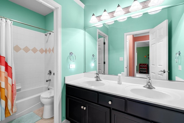11646 Liberty Ln, Plainfield, IL 60585 - full bathroom with shower / tub combo, double vanity, and tile patterned flooring