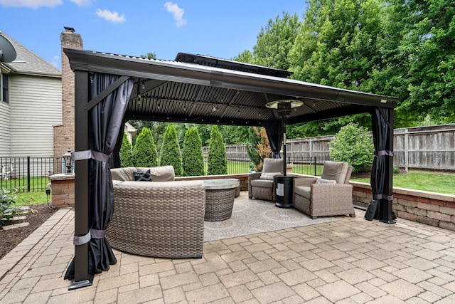 11646 Liberty Ln, Plainfield, IL 60585 - fenced backyard with a gazebo, an outdoor living space, and a patio