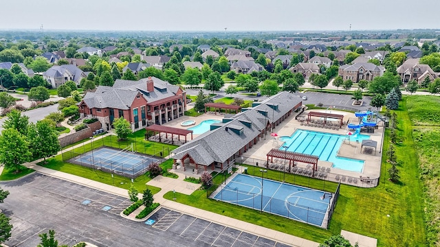 5327 Bamboo Ln, Naperville, IL 60564 - aerial perspective of suburban area with a pool area