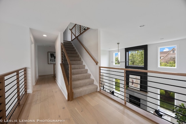 20 Pinnacle Ct, Naperville, IL 60565 - stairs with wood finished floors and recessed lighting