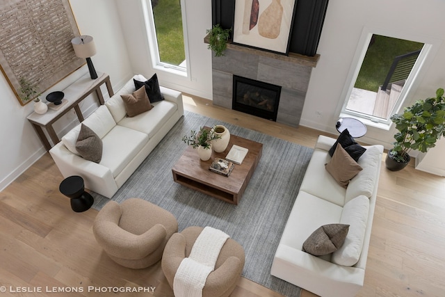 20 Pinnacle Ct, Naperville, IL 60565 - living room featuring wood finished floors and a tiled fireplace