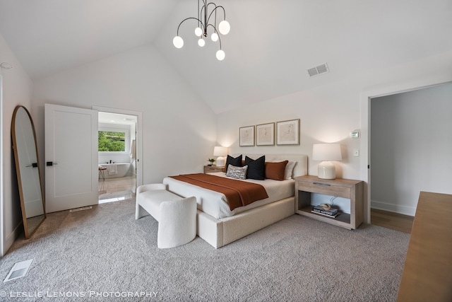 20 Pinnacle Ct, Naperville, IL 60565 - carpeted bedroom featuring lofted ceiling and ensuite bath