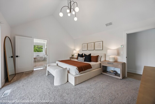 20 Pinnacle Ct, Naperville, IL 60565 - bedroom featuring lofted ceiling, carpet flooring, and ensuite bathroom