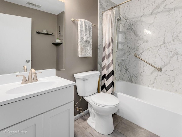 308 Ramsey Dr, Romeoville, IL 60446 - bathroom featuring vanity, shower / tub combo, and tile patterned floors