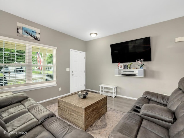 308 Ramsey Dr, Romeoville, IL 60446 - living room featuring baseboards and wood finished floors