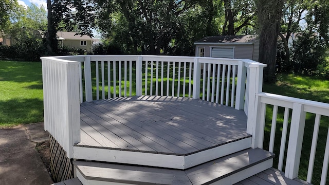 36441 N James Ct, Lake Villa, IL 60046 - wooden terrace with a yard and an outbuilding