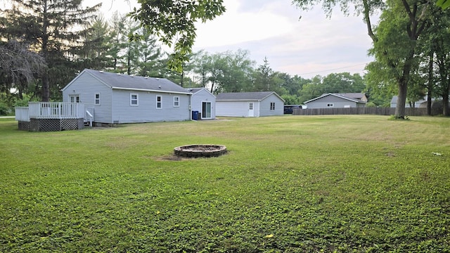 36441 N James Ct, Lake Villa, IL 60046 - view of yard with a fire pit and a deck