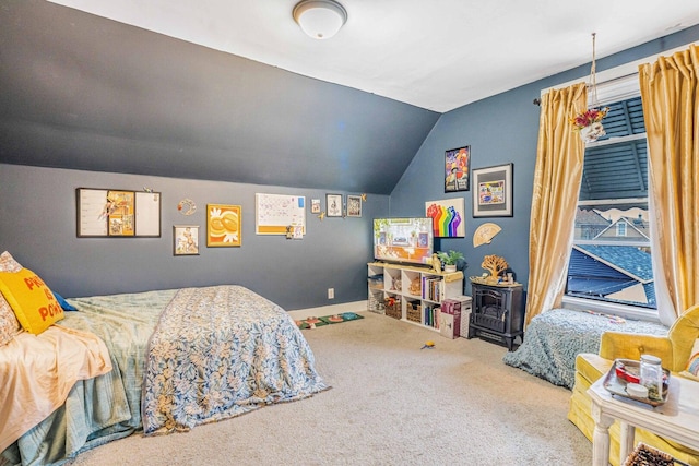 4025 W 24th St, Chicago, IL 60623 - carpeted bedroom featuring lofted ceiling, access to outside, and a wood stove