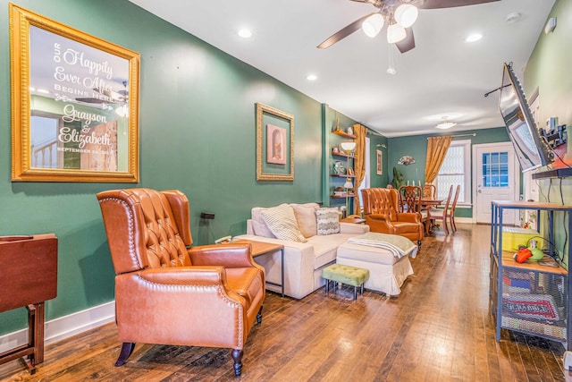 4025 W 24th St, Chicago, IL 60623 - living area with a ceiling fan, hardwood / wood-style floors, and recessed lighting