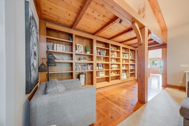 2 Timber Ridge Ln, Mansfield, IL 61854 - living area with a wooden ceiling with exposed beams and wood finished floors