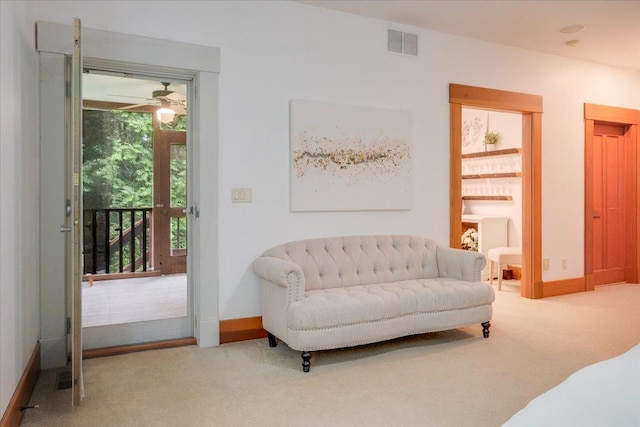 2 Timber Ridge Ln, Mansfield, IL 61854 - living area with carpet and ceiling fan