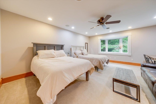 2 Timber Ridge Ln, Mansfield, IL 61854 - bedroom featuring light colored carpet, recessed lighting, and a ceiling fan