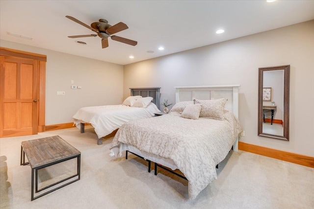 2 Timber Ridge Ln, Mansfield, IL 61854 - bedroom featuring light colored carpet, recessed lighting, and a ceiling fan