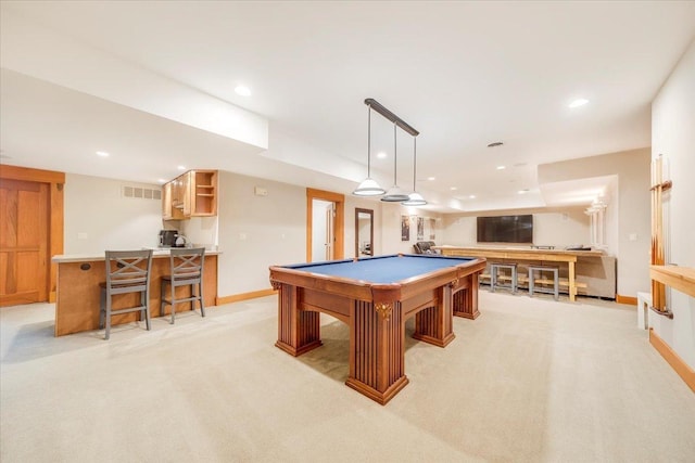 2 Timber Ridge Ln, Mansfield, IL 61854 - playroom featuring light carpet, pool table, and recessed lighting