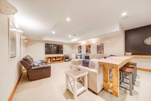 2 Timber Ridge Ln, Mansfield, IL 61854 - living area featuring light colored carpet, recessed lighting, and a tray ceiling