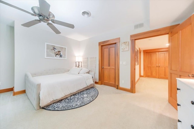 2 Timber Ridge Ln, Mansfield, IL 61854 - bedroom with light colored carpet and a ceiling fan