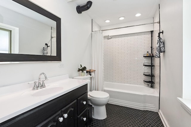 2648 Central Dr Unit Gn, Flossmoor, IL 60422 - bathroom featuring shower / bath combo with shower curtain, vanity, and recessed lighting