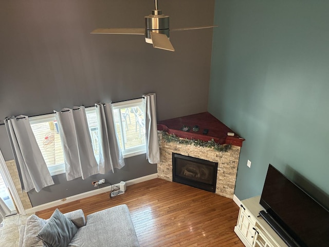 2109 Gray Hawk Dr, Plainfield, IL 60586 - living area with wood finished floors and a stone fireplace