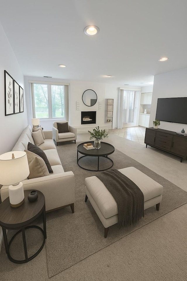 1125 Lake Cook Rd Unit 209, Northbrook, IL 60062 - living room featuring carpet floors and recessed lighting