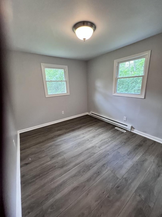 6643 S 13370e Rd, Pembroke Twp, IL 60958 - empty room featuring baseboard heating and dark wood finished floors