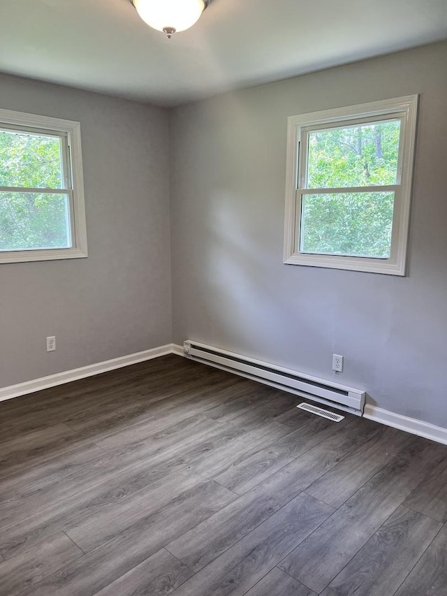6643 S 13370e Rd, Pembroke Twp, IL 60958 - spare room with a baseboard radiator and dark wood finished floors