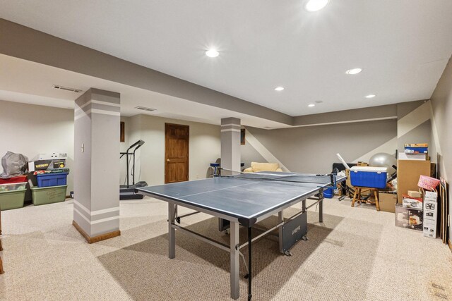 307 Valley Rd, North Aurora, IL 60542 - game room with carpet and recessed lighting
