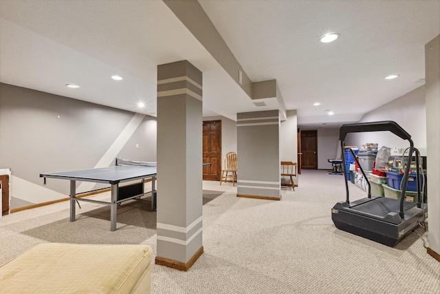 307 Valley Rd, North Aurora, IL 60542 - exercise area with light carpet and recessed lighting