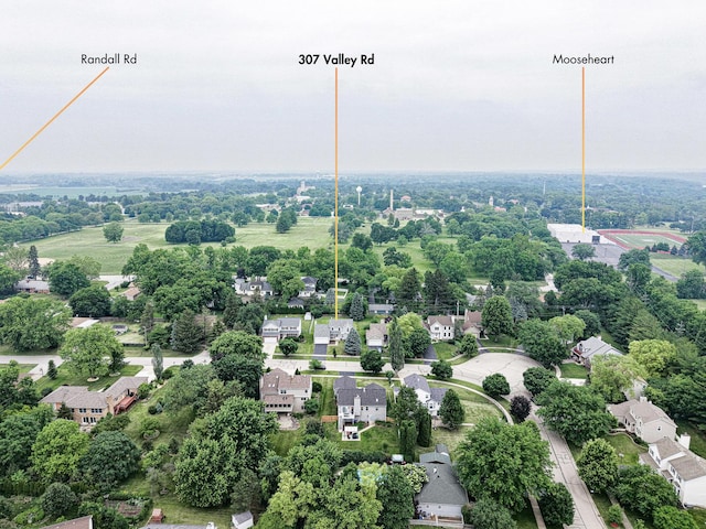 307 Valley Rd, North Aurora, IL 60542 - aerial perspective of suburban area featuring a tree filled landscape