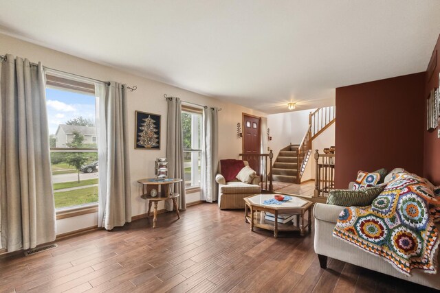 307 Valley Rd, North Aurora, IL 60542 - living area with wood finished floors and stairs