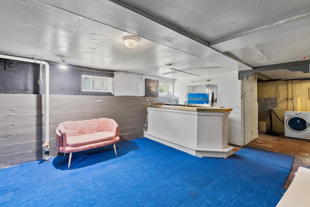 956 S Elm Ave, Kankakee, IL 60901 - interior space featuring washer / clothes dryer, concrete flooring, and a textured ceiling